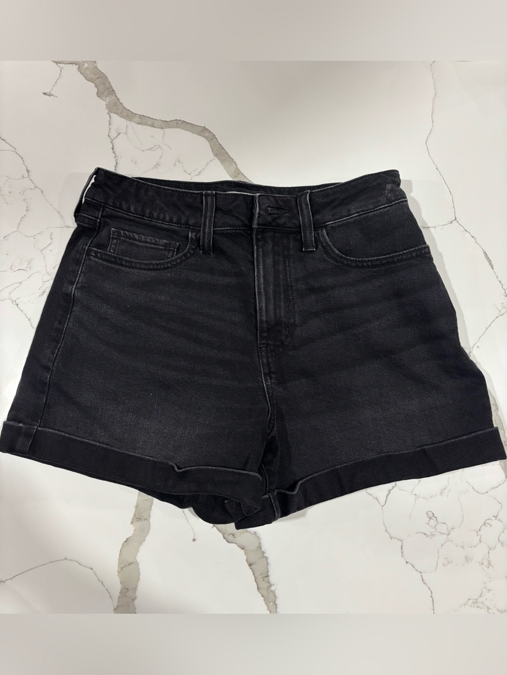 SO Black High-Rise Cuffed Denim Shorts